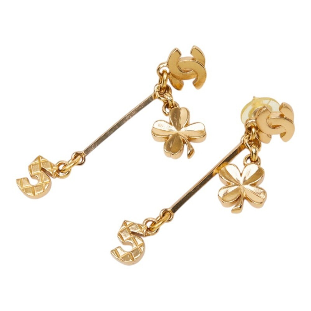 CHANEL Gold Logo Earrings